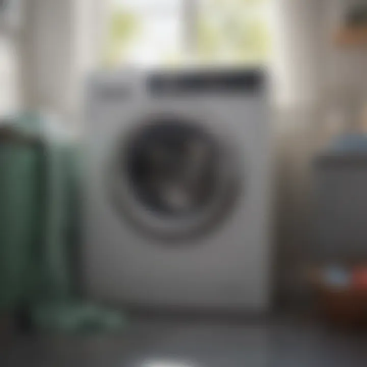 Illustration of a washing machine with laundry pacs beside it