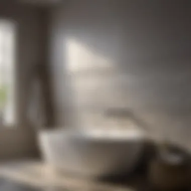 Detail of a bathroom wall technique in action