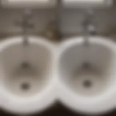 A before and after comparison of a cleared sink drain