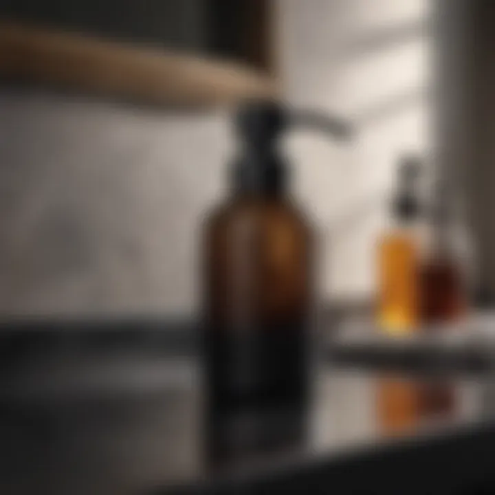 Black soap dispenser showcasing luxurious materials