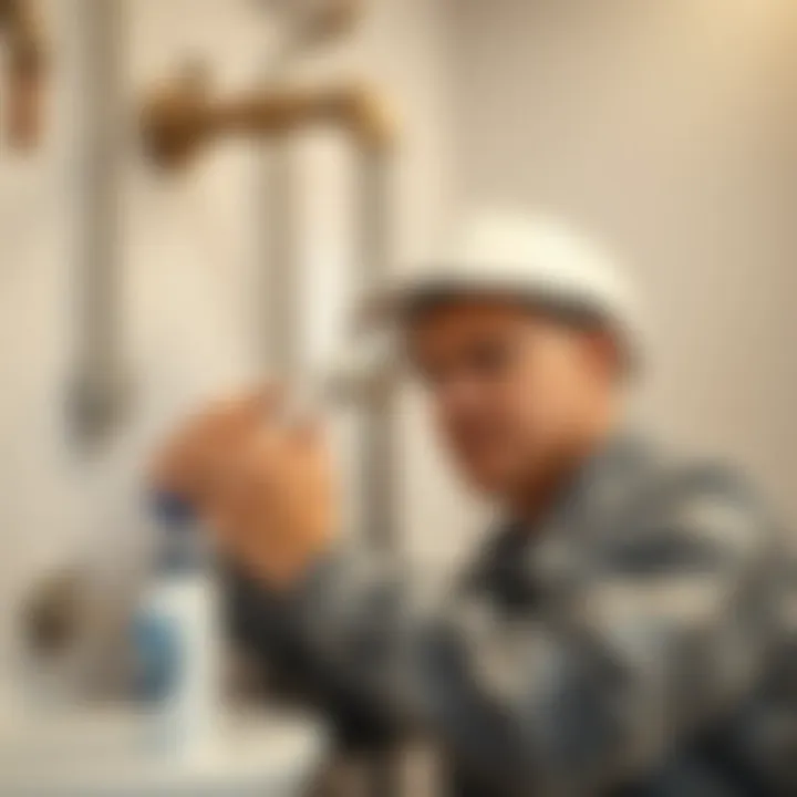 Expert Plumbing Work Professional plumber working on pipes