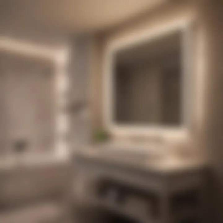 Ambient lighting created by layered light sources in a bathroom