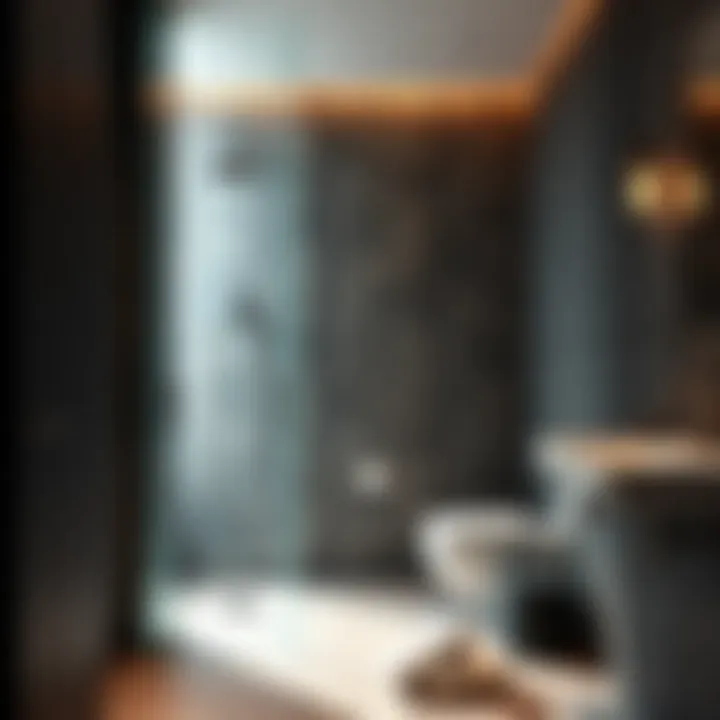 Metal Bathroom Screen Panel Contemporary bathroom design featuring a sleek metal screen panel.