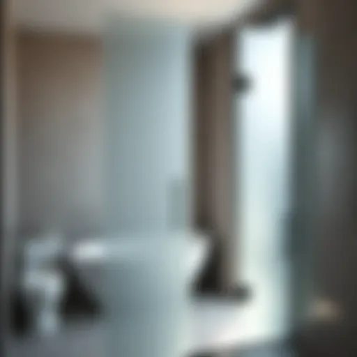 Frosted Glass Bathroom Screen Elegant frosted glass bathroom screen panel enhancing a modern shower space.