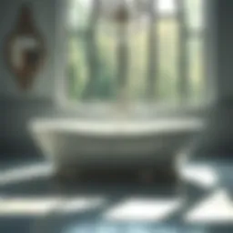 Elegant freestanding bathtub surrounded by natural light