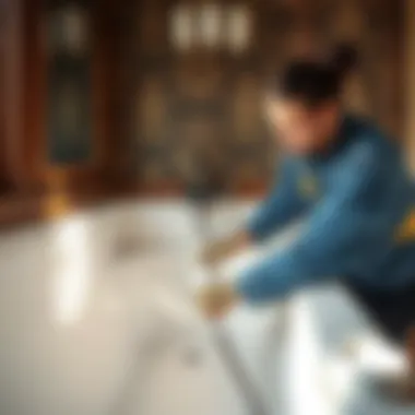 Expert Application of Refinishing Materials Local professional applying refinishing materials