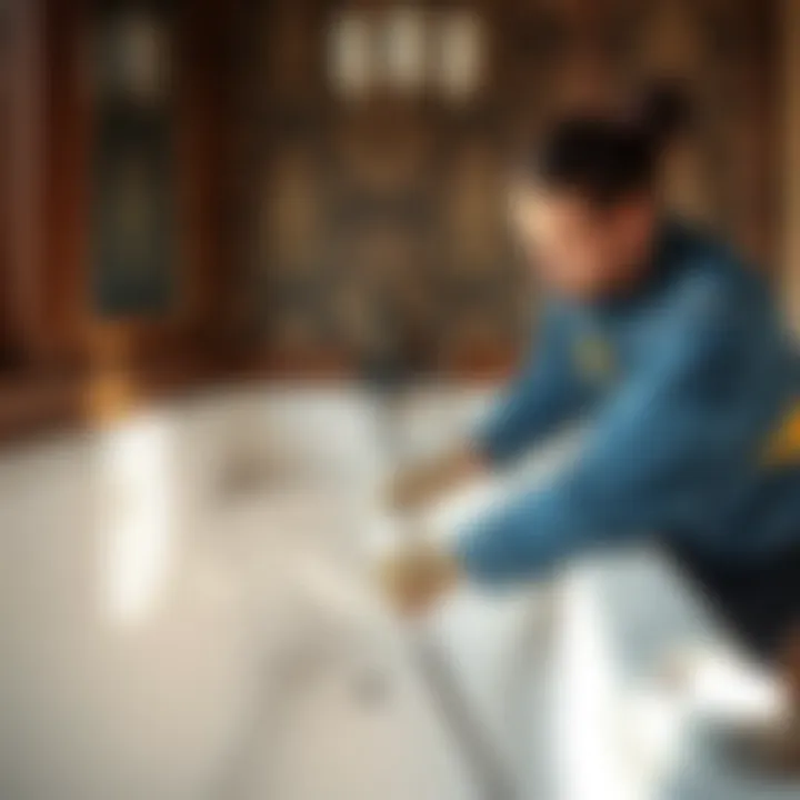 Expert Application of Refinishing Materials Local professional applying refinishing materials