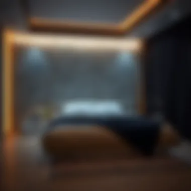 Installation of LED lights under a modern bed frame