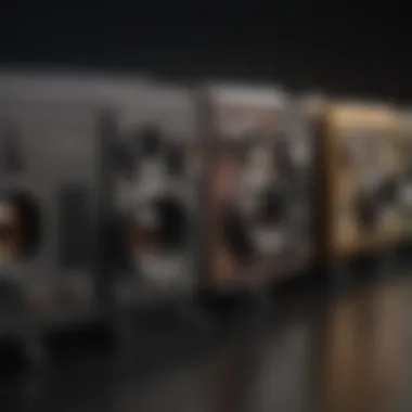 Close-up of different projector types on display