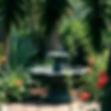 An Elegant Bird Bath Battery Fountain Elegant bird bath battery fountain amidst lush greenery