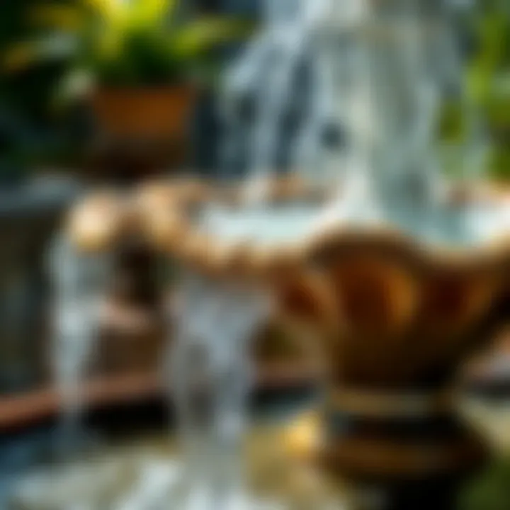 Cascading Water from a Stylish Fountain Close-up of water cascading from a beautifully designed fountain