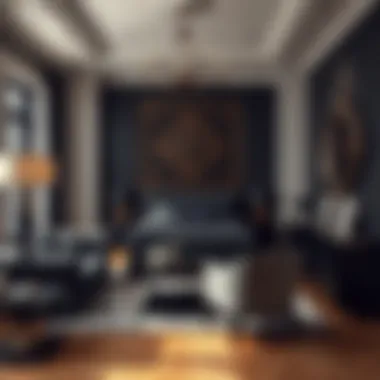 Luxurious black furniture complementing a cozy atmosphere