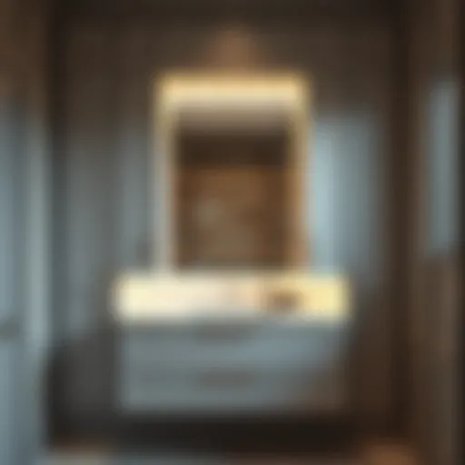 Modern Elegance in Built-In Bathroom Design Sleek modern built-in bathroom cabinet with elegant lighting