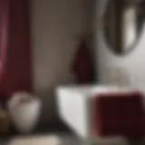 Elegant burgundy towels arranged in a stylish bathroom setting