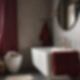Elegant burgundy towels arranged in a stylish bathroom setting