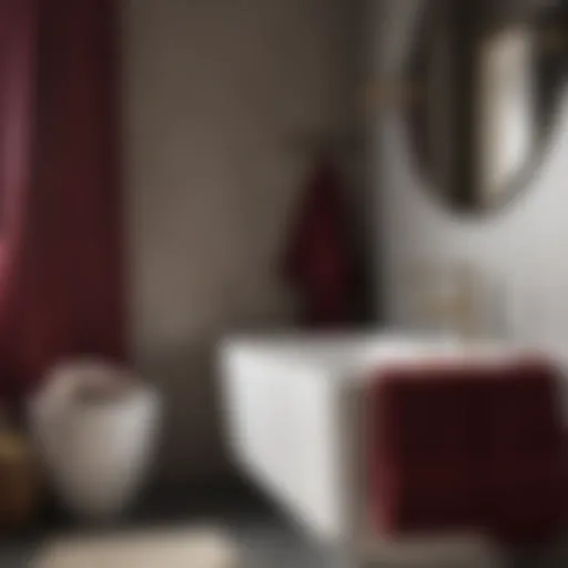 Elegant burgundy towels arranged in a stylish bathroom setting