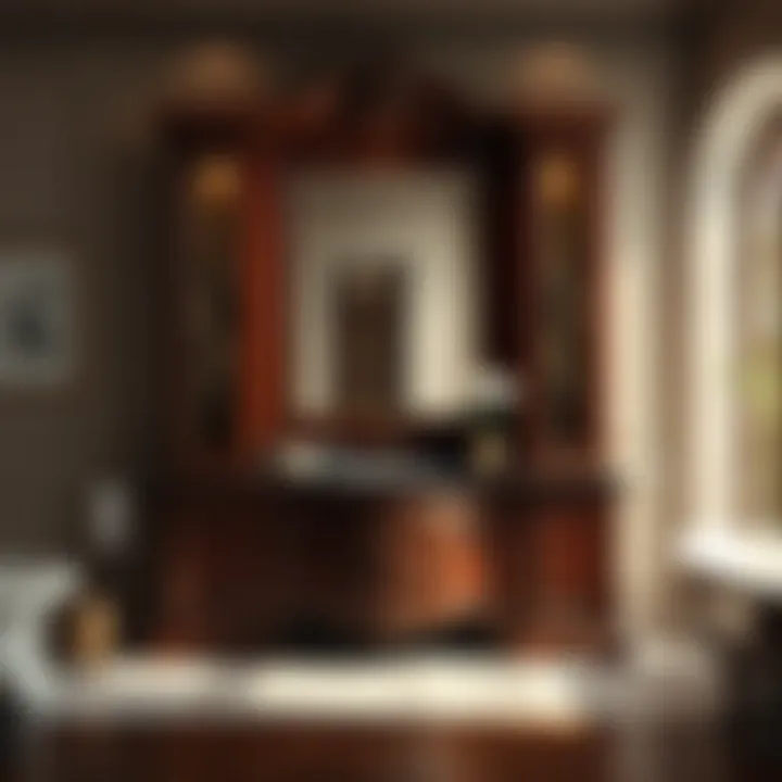 Luxurious Wooden Bathroom Cabinet Luxurious wooden bathroom cabinet with ornate detailing and rich finish