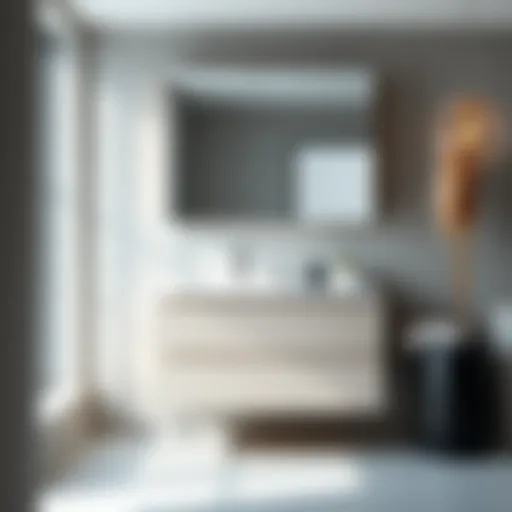 Sleek Modern Bathroom Cabinet Sleek modern bathroom cabinet showcasing clean lines and minimalistic design