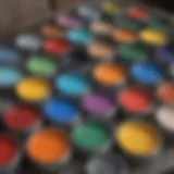 Colorful non-toxic paint samples for bird baths