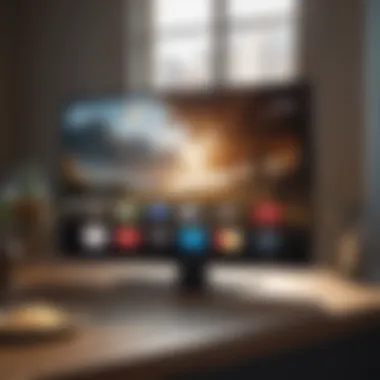 Close-up of a small smart TV showcasing advanced technology features