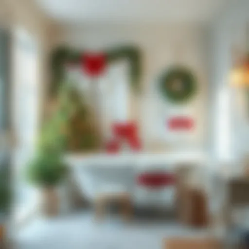 Elegant Christmas towel display in a serene bathroom setting