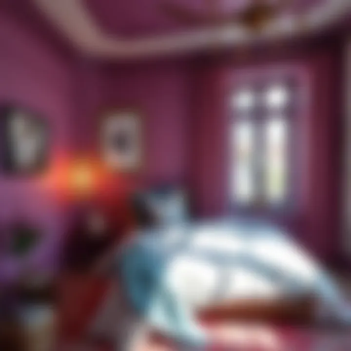 Innovative color combination in a compact bedroom