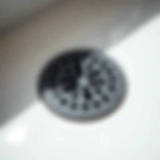 A close-up view of a rubber bathtub drain cover highlighting its texture and design.