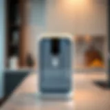 A sleek countertop water filtration dispenser showcasing its modern design.