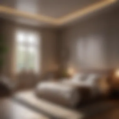 Cozy bedroom with ambient lighting and audio equipment