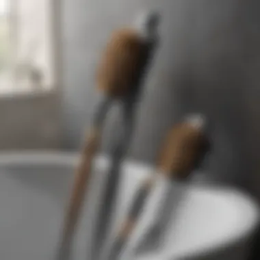 A variety of bathroom tub cleaner brushes showcasing different designs and materials.