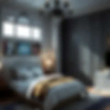 3D Bedroom Design 3D rendering of a beautifully designed bedroom space