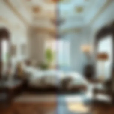 Transformation Visualization Before and after visualization of a bedroom redesign using virtual tools