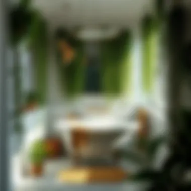 Serene Bathroom with Draping Plants Elegant bathroom featuring draping plants for a serene ambiance