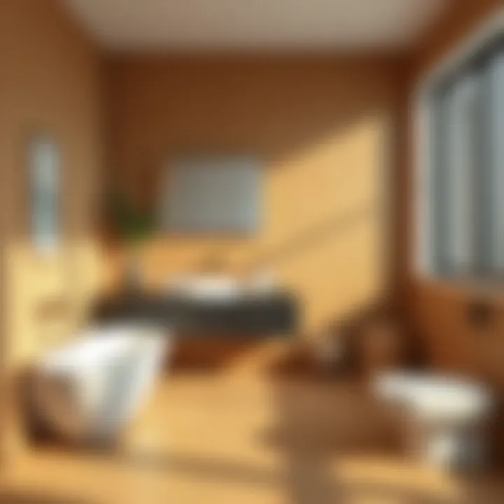 Cork Tiles for Sustainable Bathroom Design Stylish cork tiles in a modern bathroom setting, emphasizing eco-conscious design