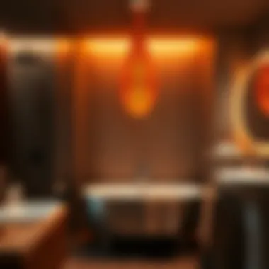 Eco-Friendly Design with Radiant Heat Technology An eco-friendly bathroom showcasing a radiant heat lamp with natural materials