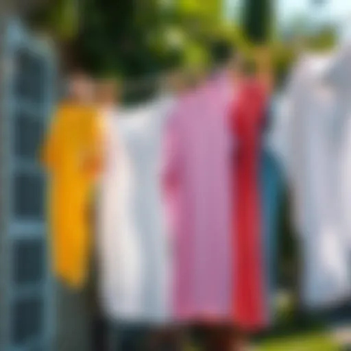 Freshly laundered clothes hanging outdoors