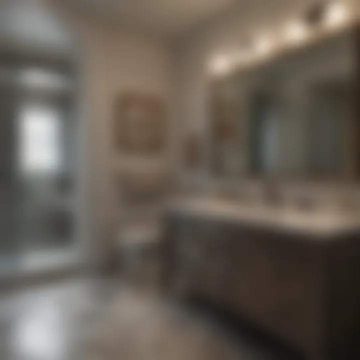 Before and after transformation of a bathroom featuring a granite vanity installation