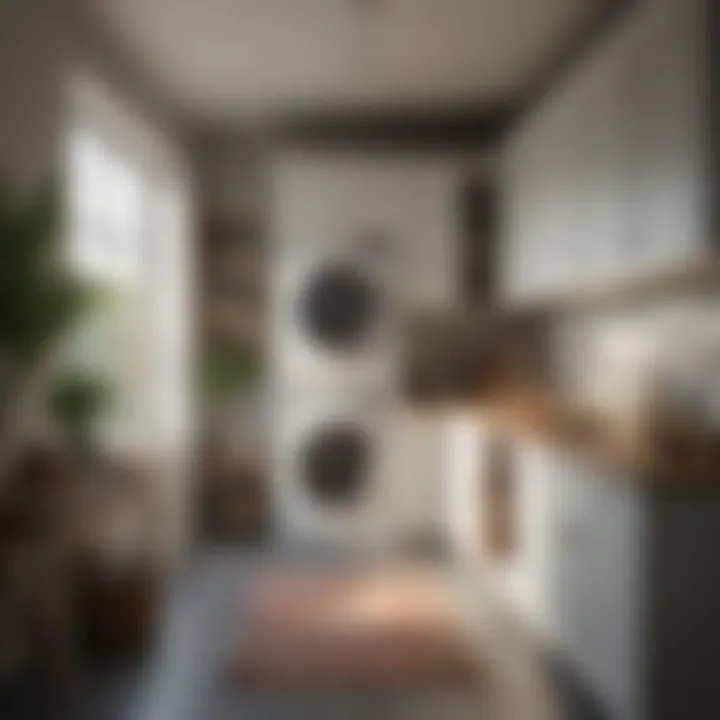 Tranquil laundry room designed with natural materials and soothing colors