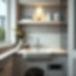 Stylish backsplash in a modern laundry sink area