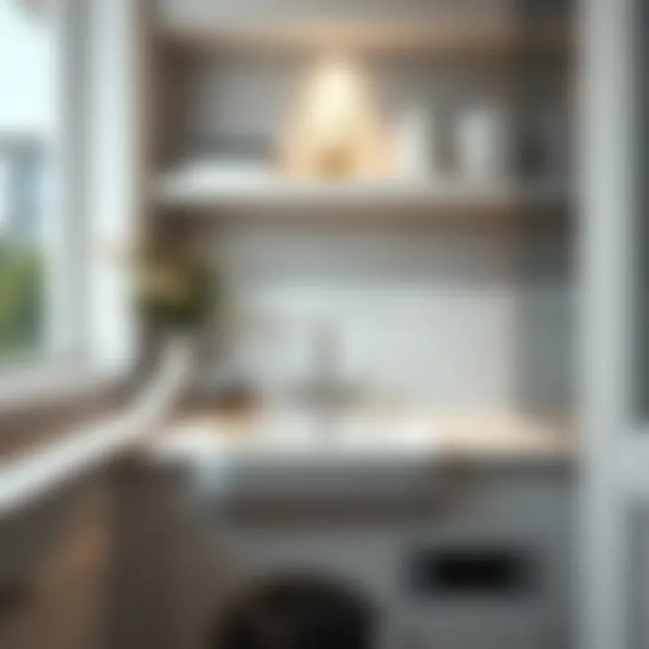 Modern Laundry Sink with Elegant Backsplash Stylish backsplash in a modern laundry sink area