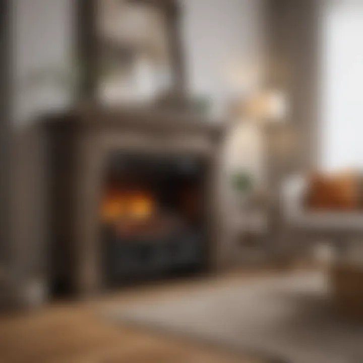 Energy-efficient fireplace heater in a serene bedroom ambiance