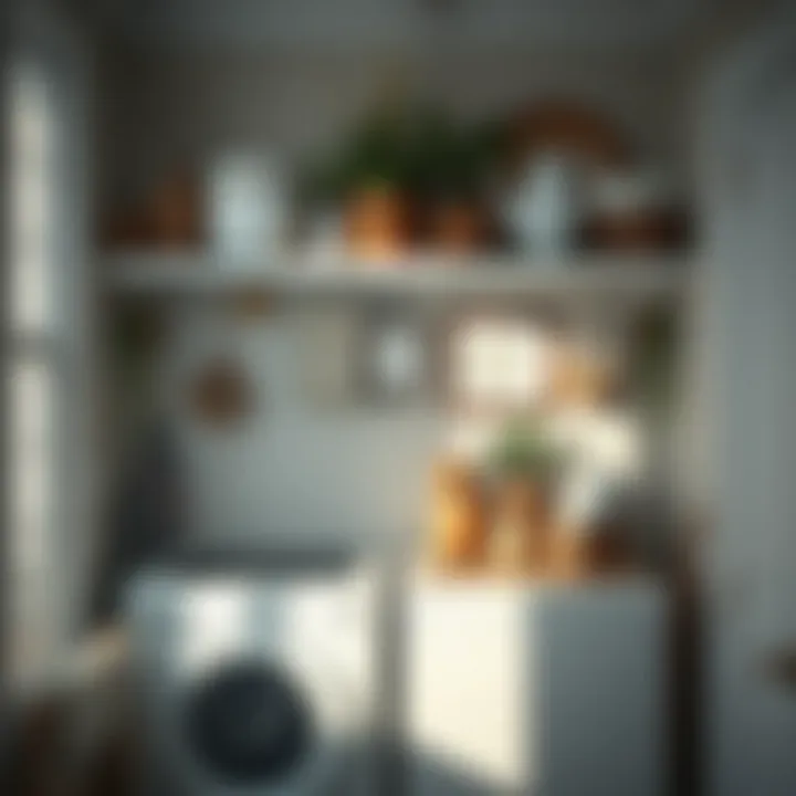Decorative elements in a cozy laundry room