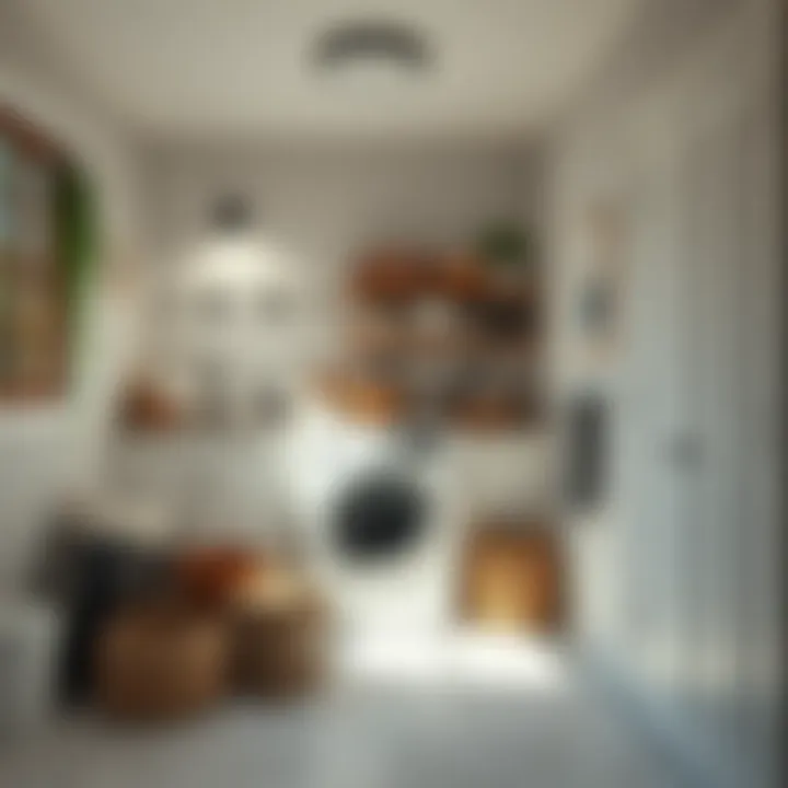 Stylish small laundry room with creative storage solutions