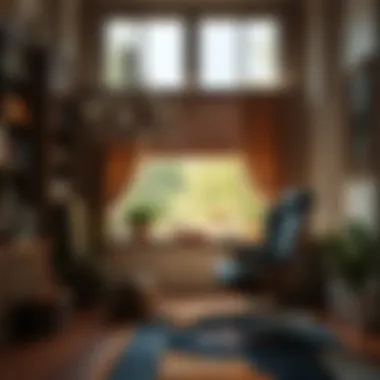 A cozy home office chair with soft lighting