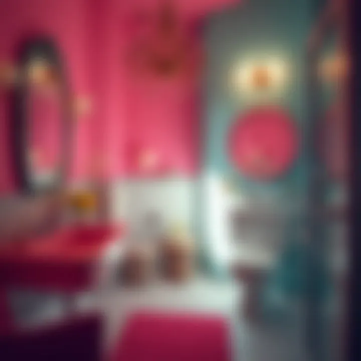 Bold color palette showcasing 80s bathroom design