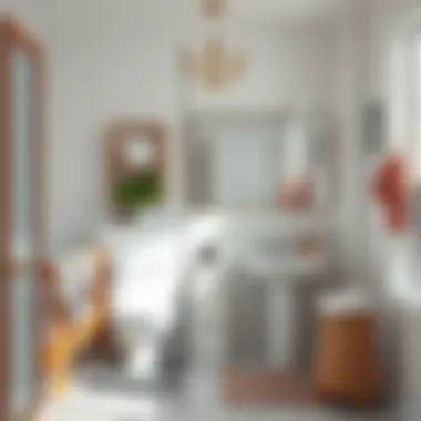 Innovative storage solutions in an 80s-inspired bathroom