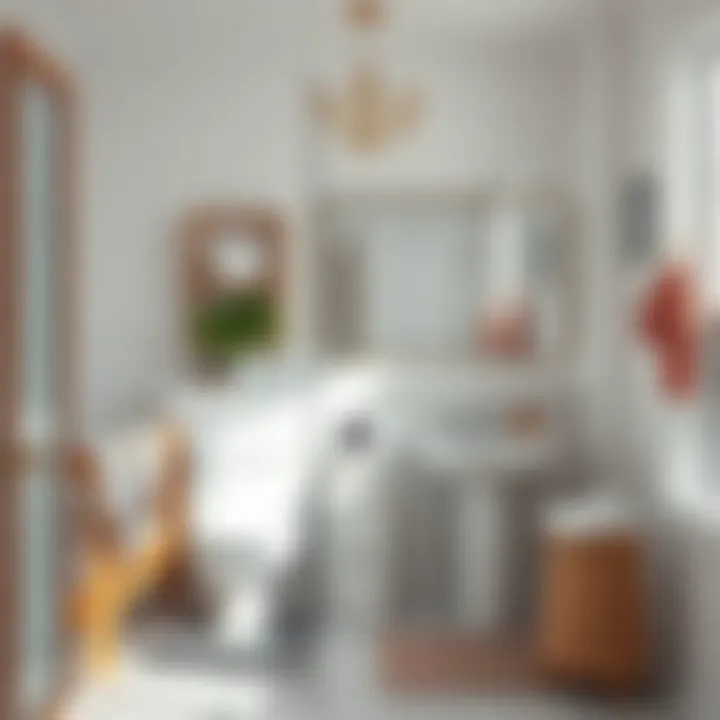 Innovative storage solutions in an 80s-inspired bathroom