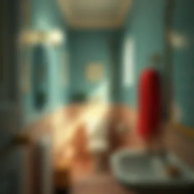 Unique retro fixtures and lighting in a vintage bathroom