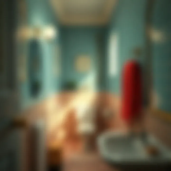 Unique retro fixtures and lighting in a vintage bathroom