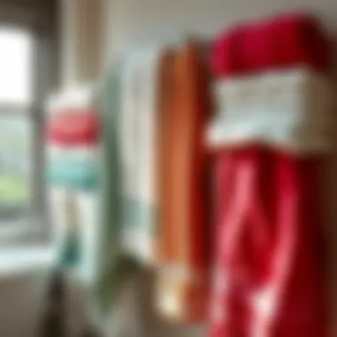 Display of diverse towel colors and patterns